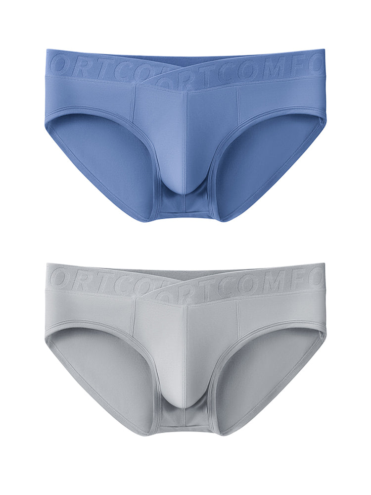 Orlvs-underwear-2 Pack Men's Bamboo Fiber U-Pouch Mid Rise V-Cut Briefs-gay-underwear