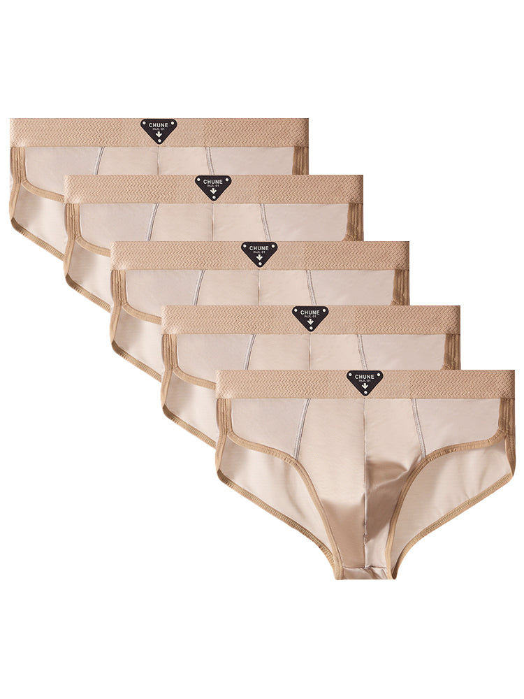 ORLVS Men's 5-Pack Satin Pouch Briefs with U-Shaped Design