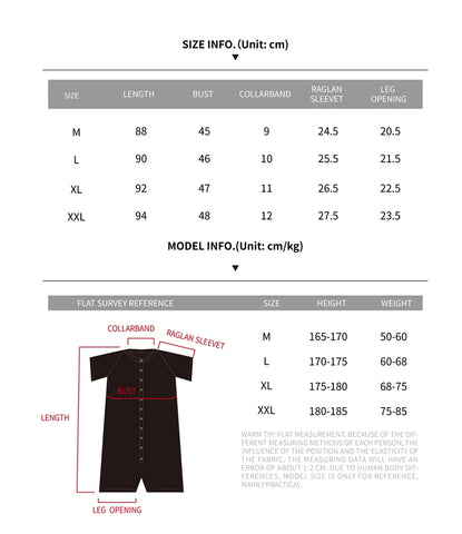 size chart of Men's Sexy Button-Up Onesie - ORLVS.com - men's pajamas. men's loungewear. men's sleepwear