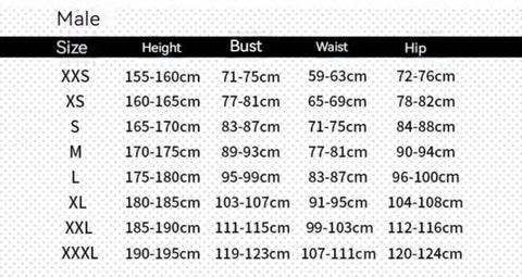 size chart of Men's SuperHero Bodysuit: PS5 Spiderman Costume - ORLVS.com - gay men's underwear and cosplay wear