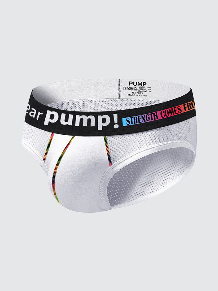 ORLVS UNDERWEARMen's Mesh Briefs With Colorful Spliced Lines| GAY UNDERWEAR