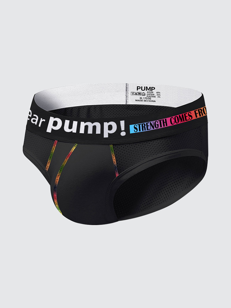 ORLVS UNDERWEARMen's Mesh Briefs With Colorful Spliced Lines| GAY UNDERWEAR