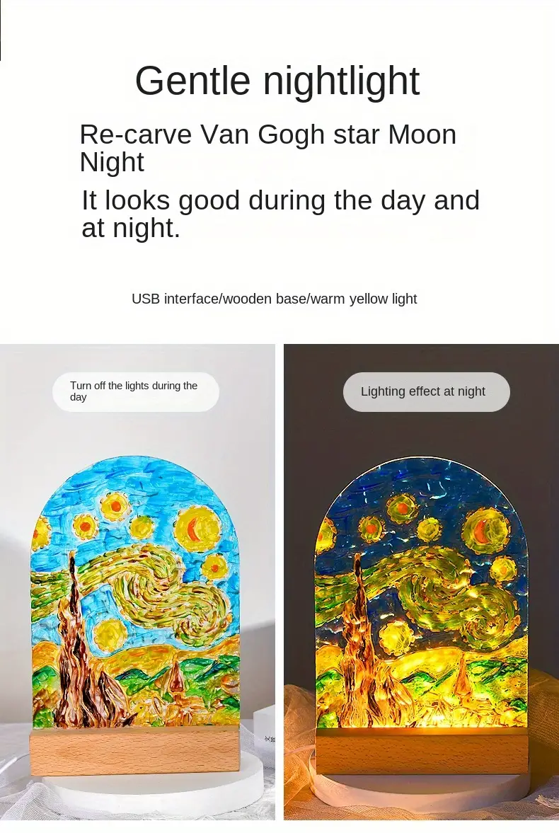 childrens glass painting diy material night light hand painted oil painting wave acrylic board details 3