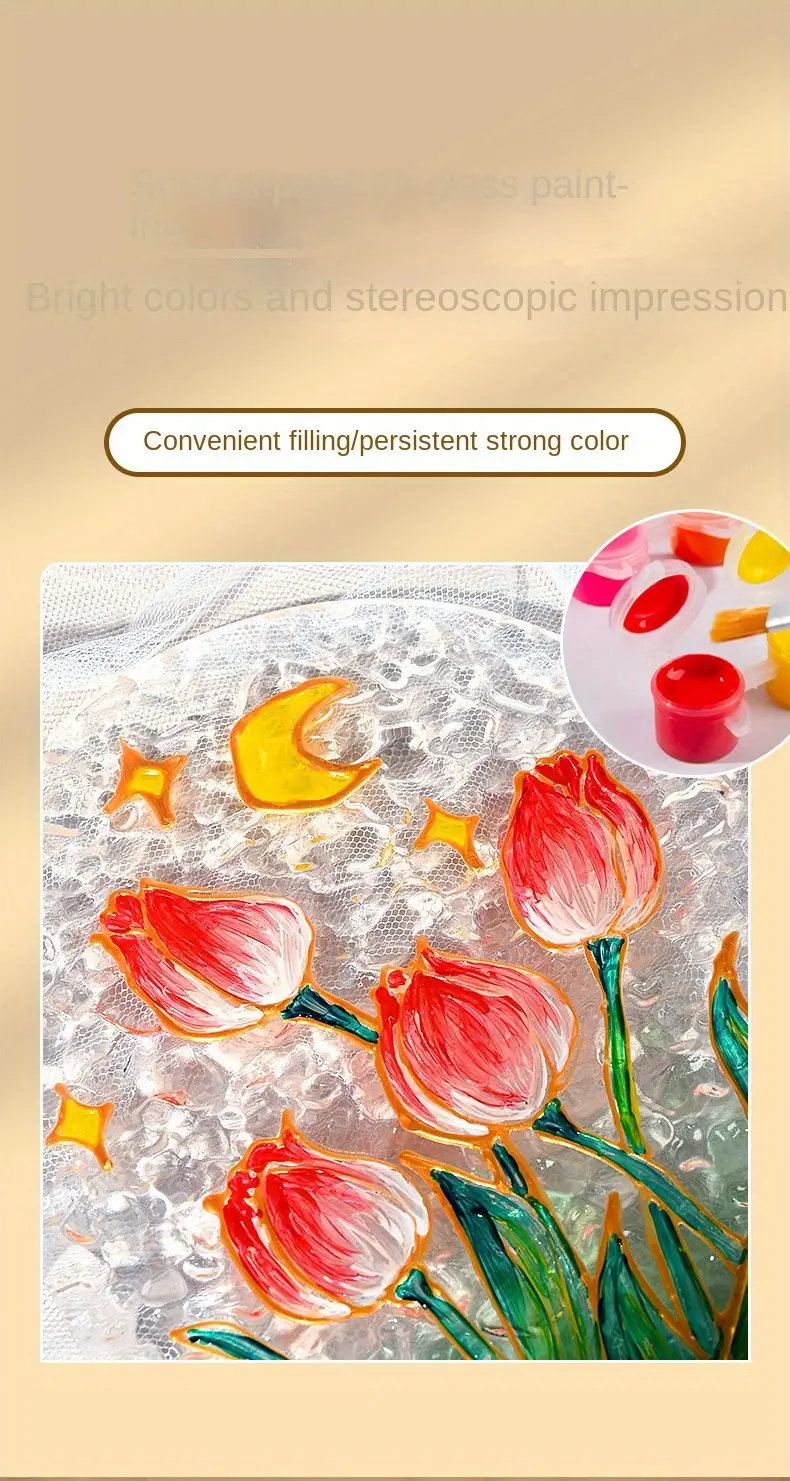 childrens glass painting diy material night light hand painted oil painting wave acrylic board details 2