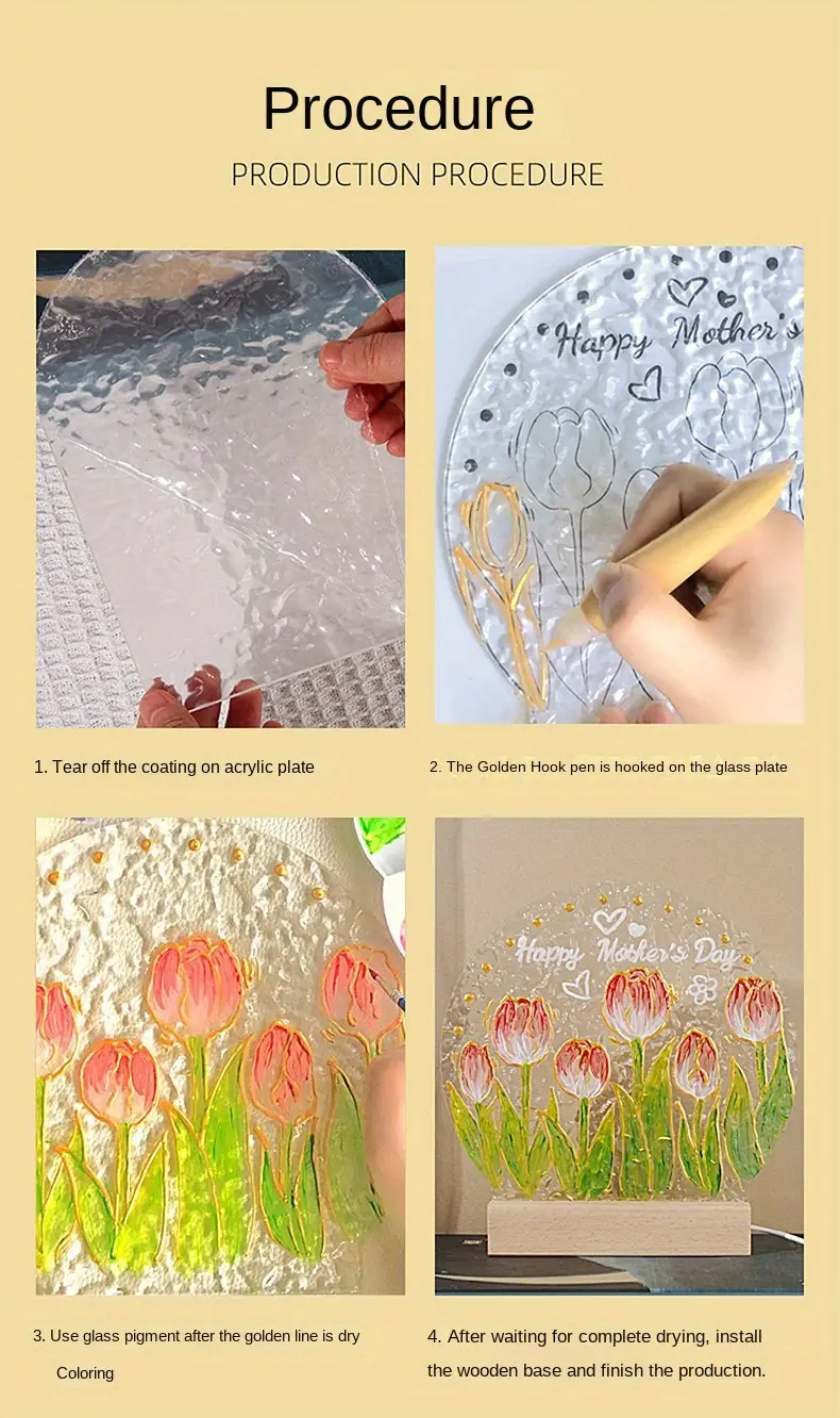 childrens glass painting diy material night light hand painted oil painting wave acrylic board details 5