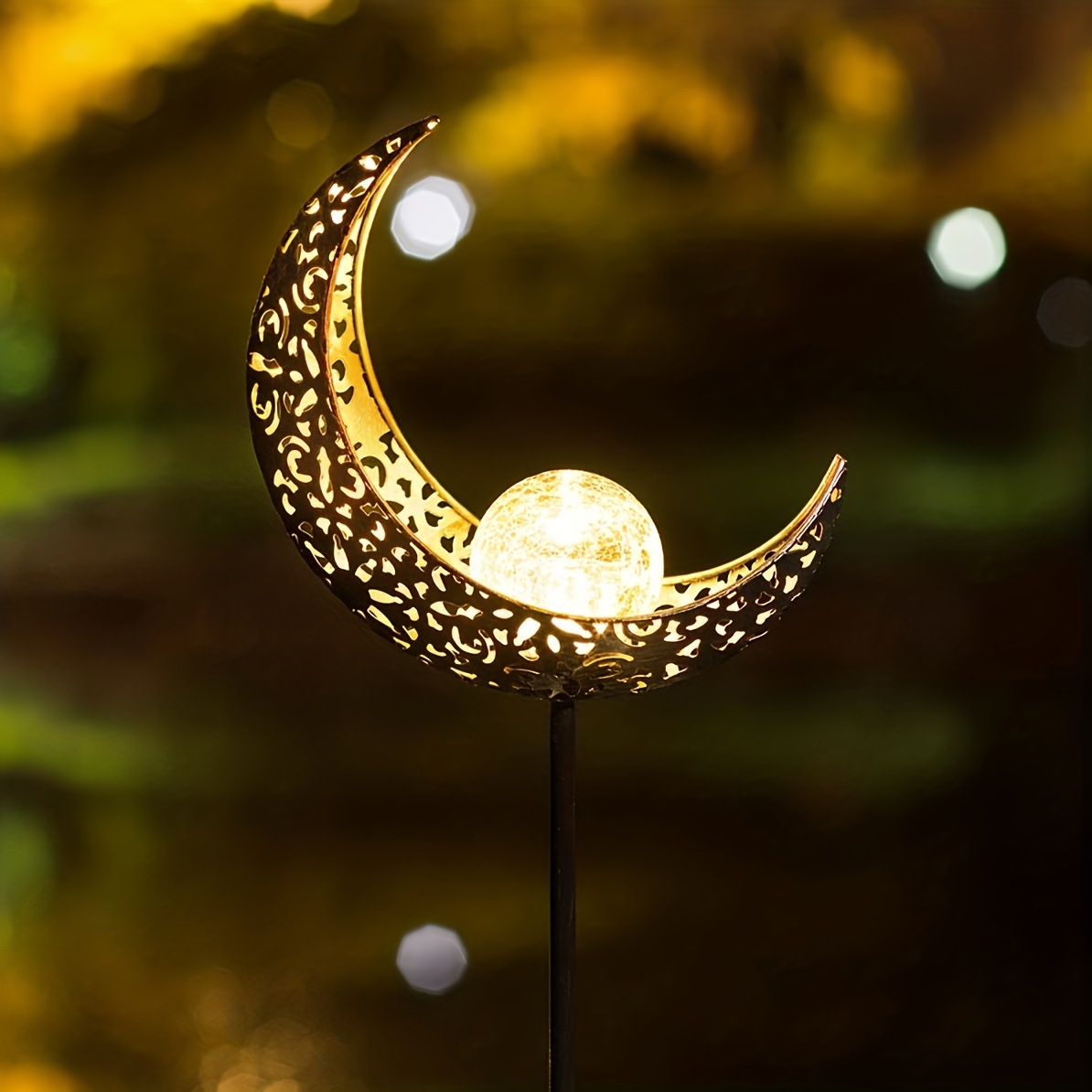 🌕 Garden Solar Lights Outdoor Moon Crackle Glass Globe 🌕 
