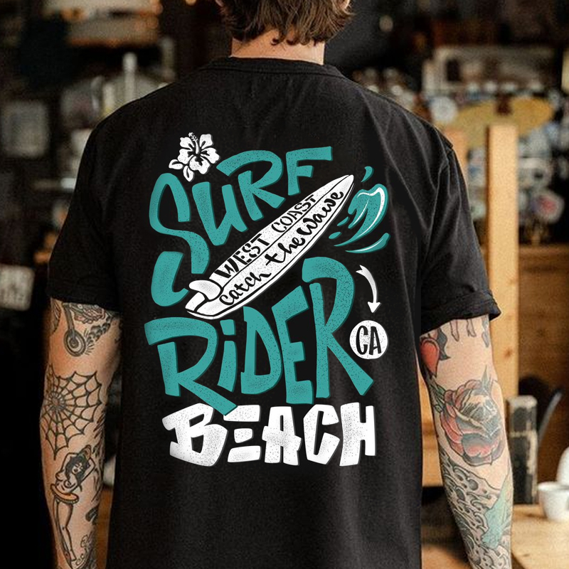 Men's Surf Print Beach Vacation Retro Vintage T-shirt