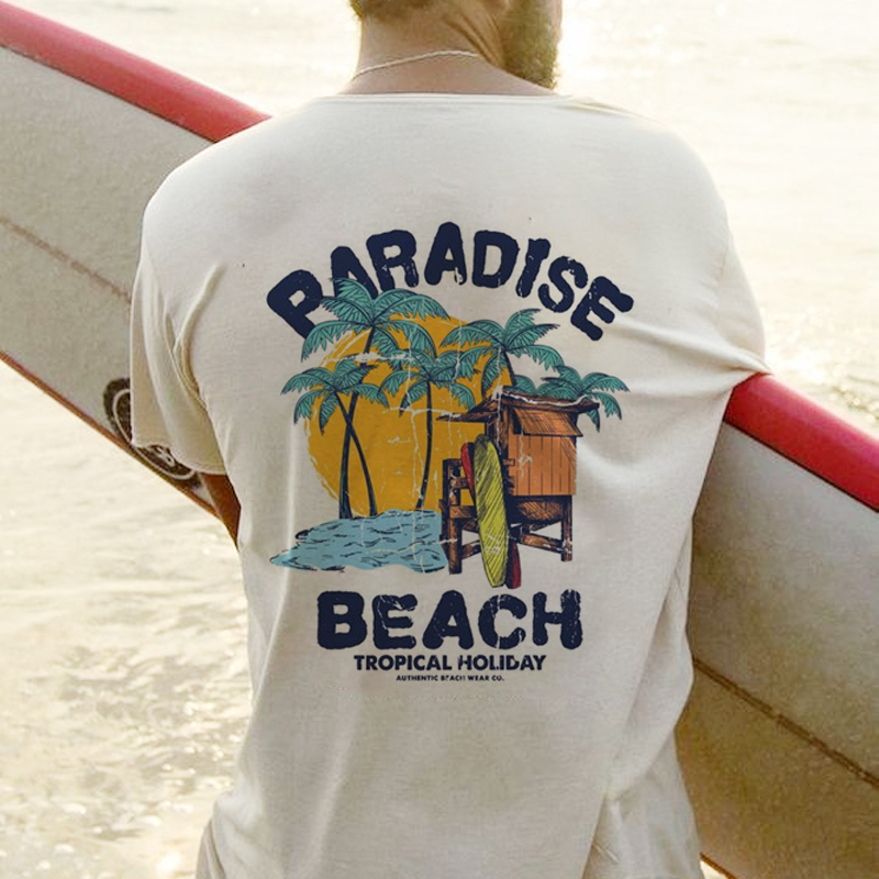Men's Surf Print Beach Vacation Retro Vintage T-shirt