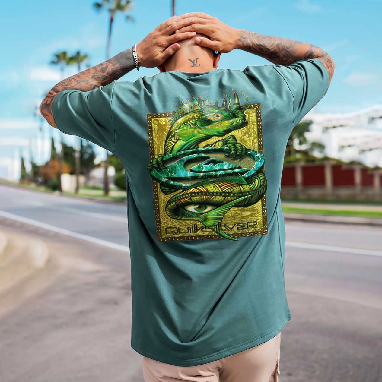 Men's Oversize T-Shirt Vintage Surf Beach Short Sleeve Casual Tee