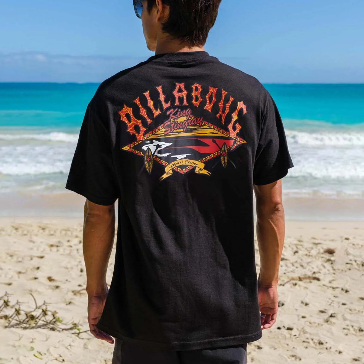 Men's Vintage Tee Surf King Stingray Print Beach Short Sleeve T-Shirt