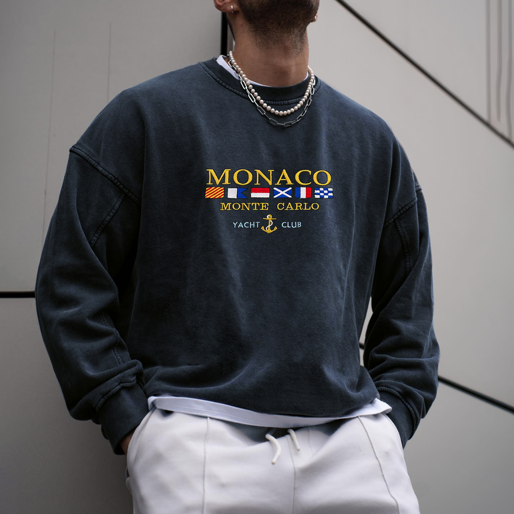 Vintage Unisex Monaco Monte Carlo Yacht Club Sweatshirt Unisex Vintage Sweatshirt