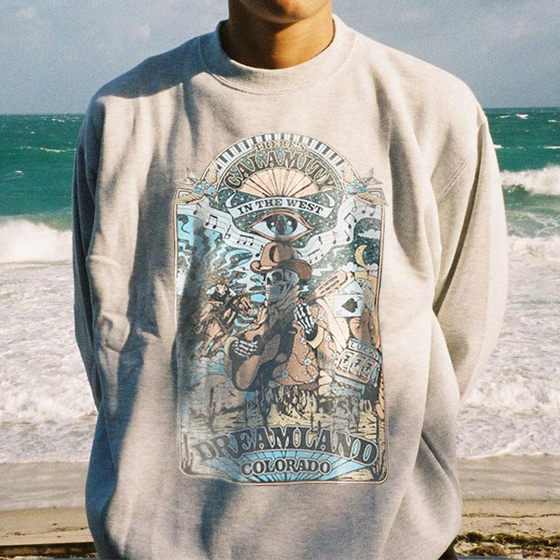 Vintage Colorado Print Crew Sweatshirt