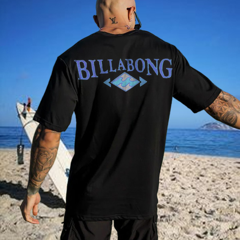 Oversized Men's Vintage Surf Print Beach Resort T-Shirt