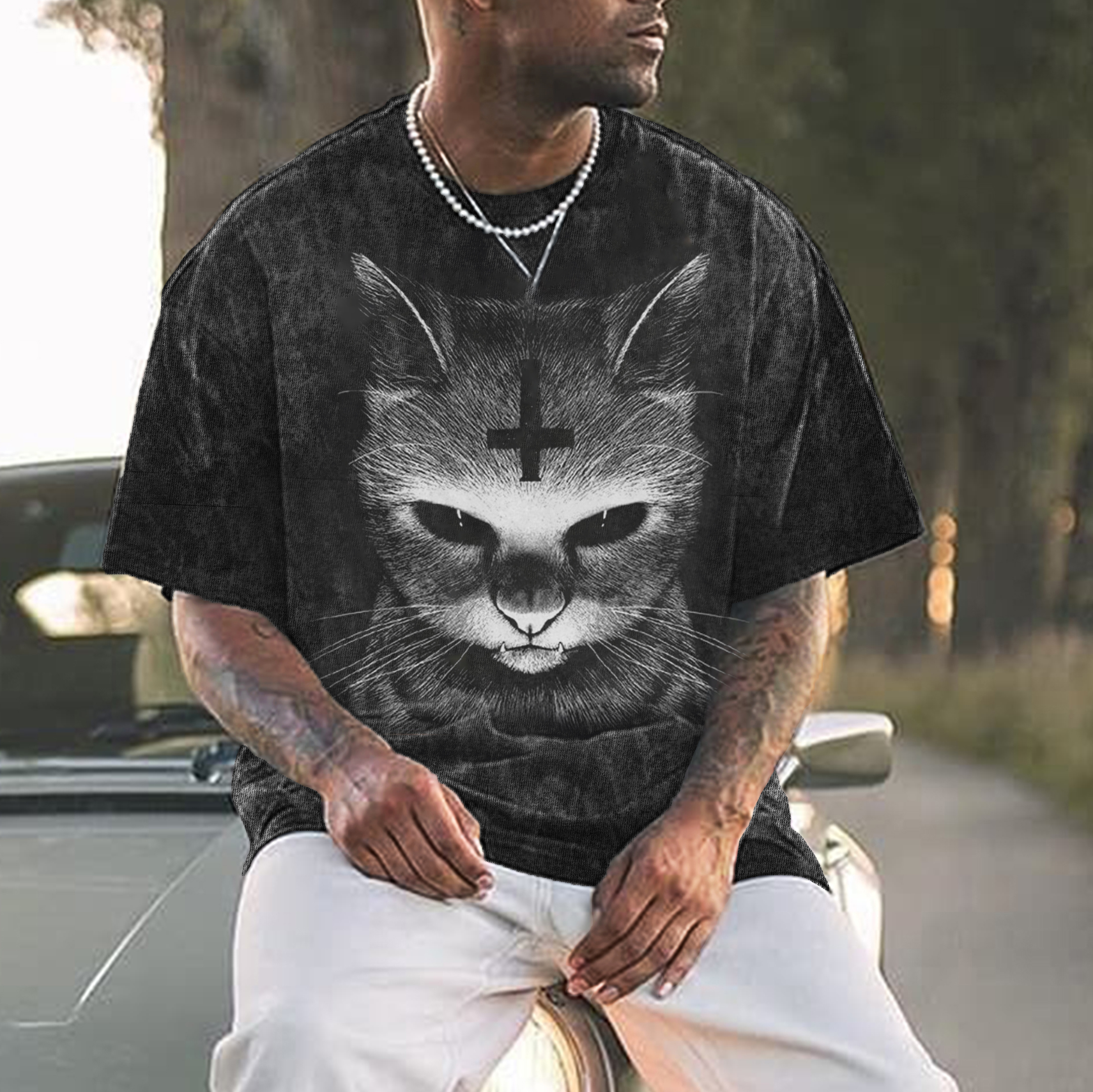 Gothic Thriller Cat Artistic T-Shirt