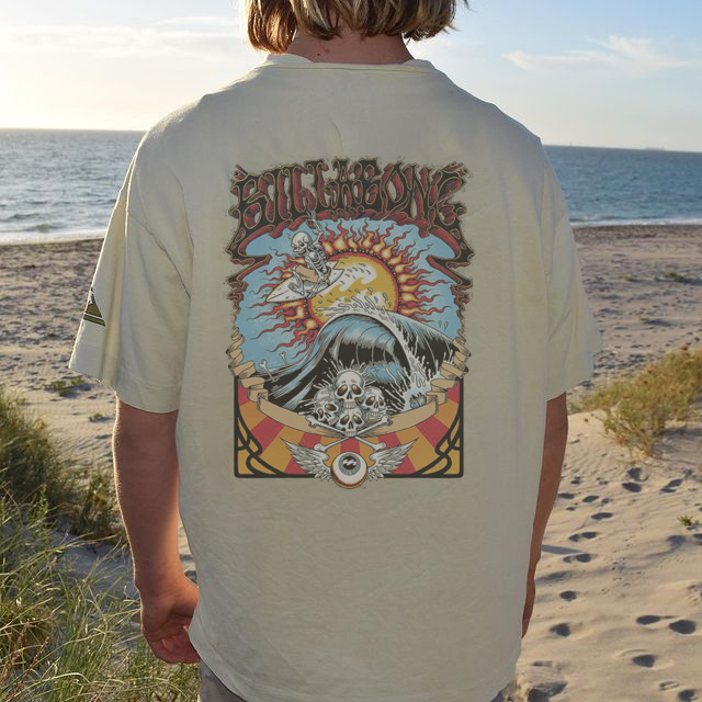 Seaside Skull Print Holiday T-shirt