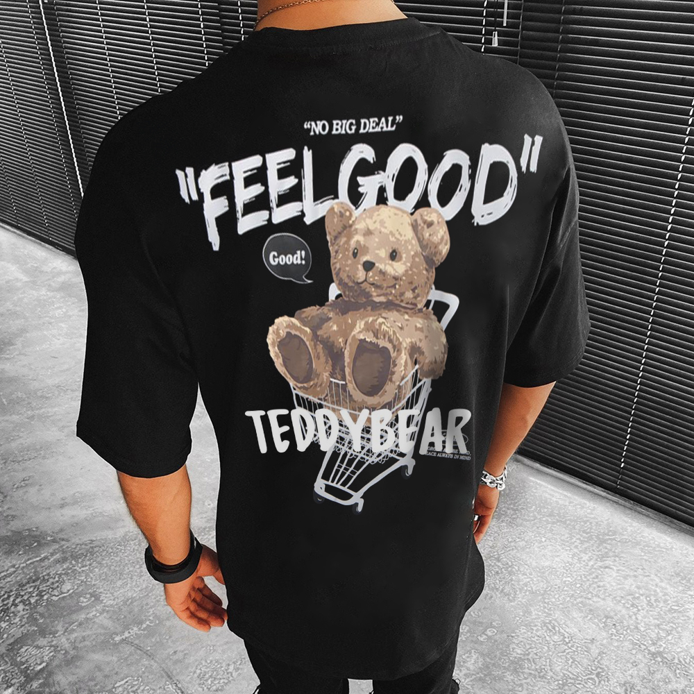 Letter Teddy Bear Print Short Sleeve T-Shirt