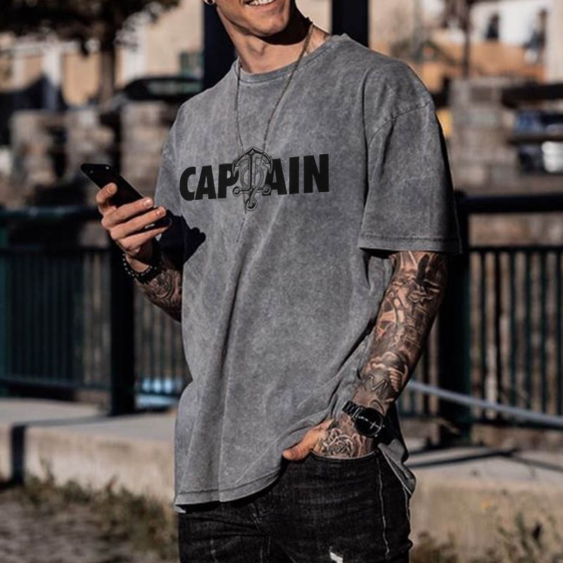 Men's 'CAPAIN' Casual Print T-Shirt