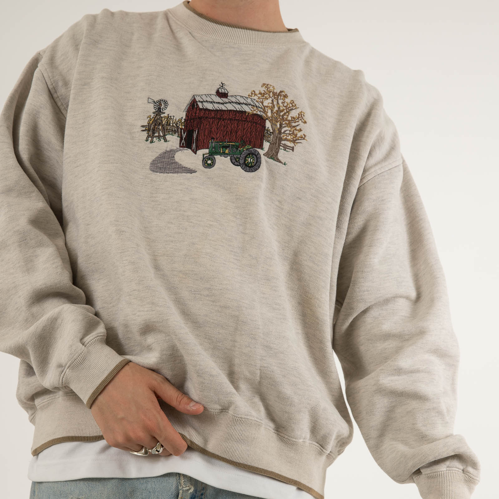 Vintage Farmland Embroidery Sweatshirt