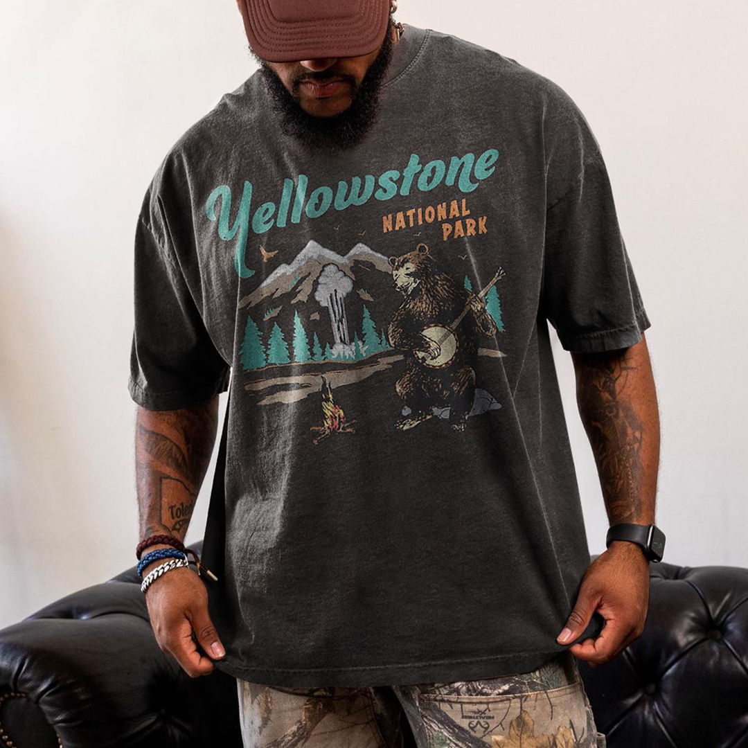 Retro Oversized Men's Yellowstone National Park T-shirt