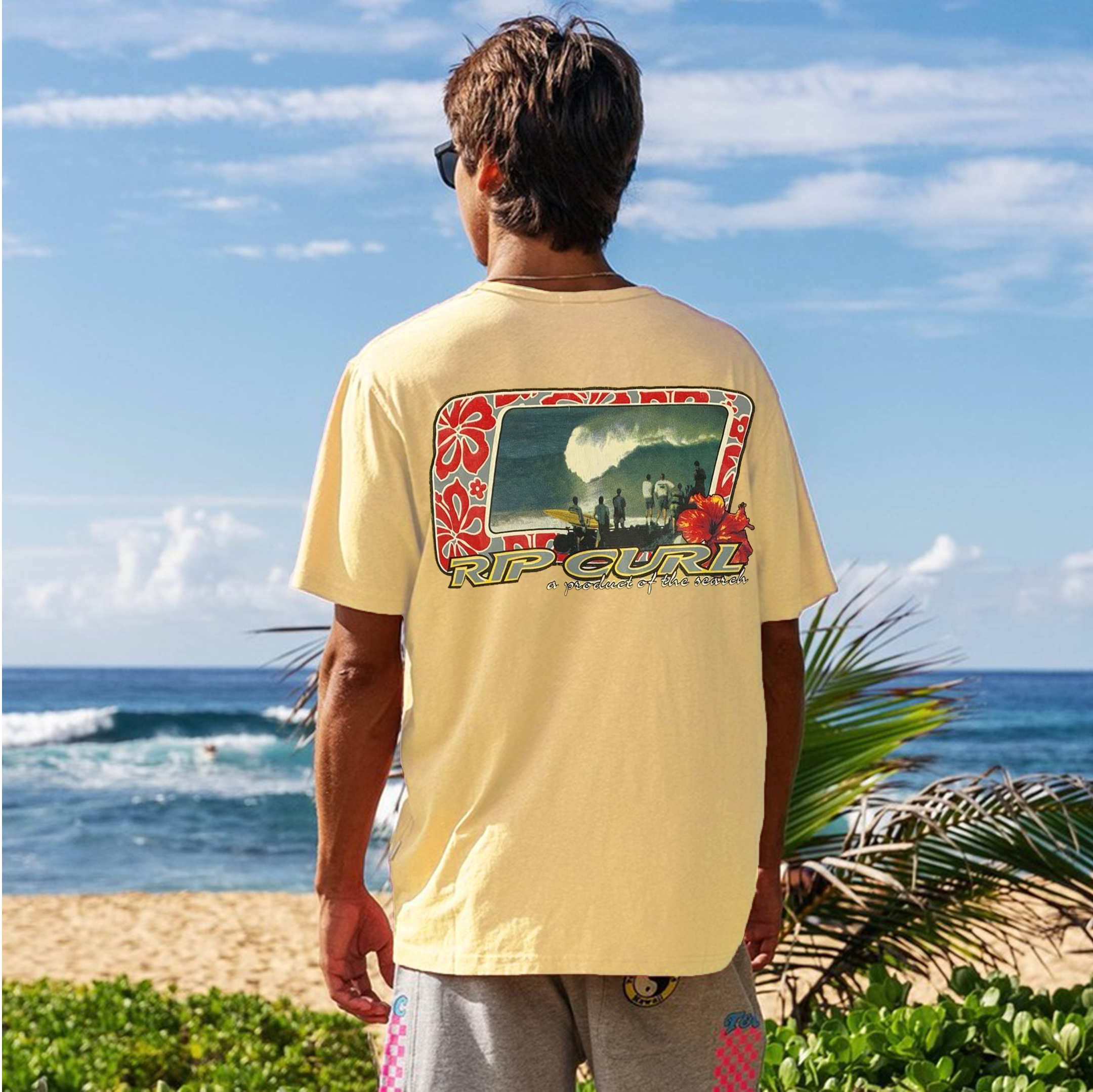 Unisex Vintage RC Printed Surf T-shirt