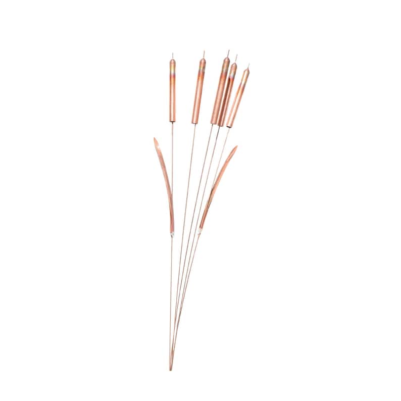 Copper Cattail Wind Chime Garden Stake image 1