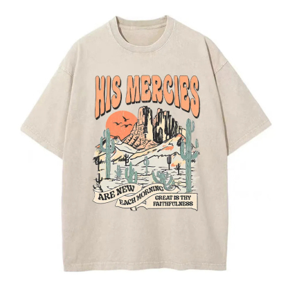 His Mercies Are New Every Morning Boho Christian Washed T-Shirt