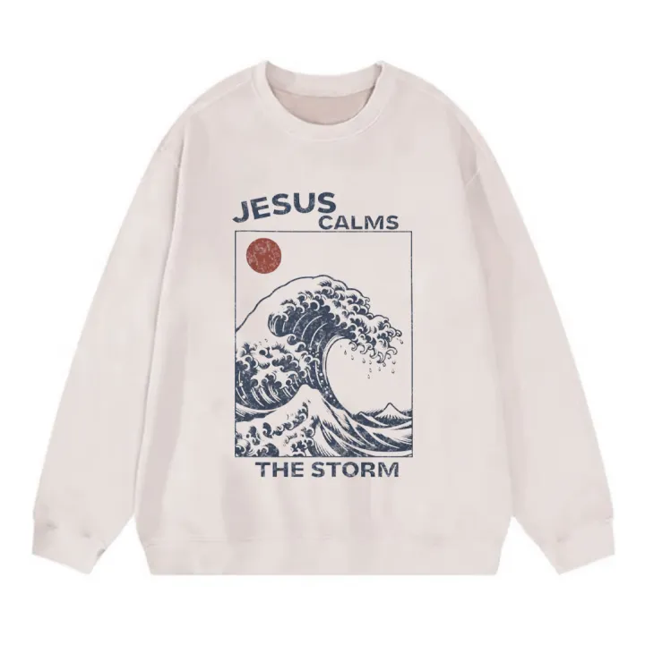 Jesus Calms The Storm Christian Washed Sweatshirt