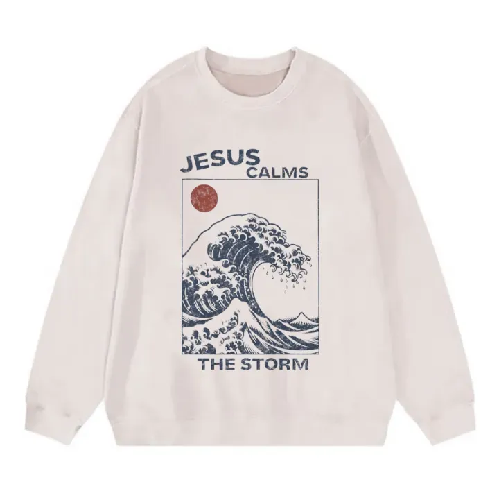 Jesus Calms The Storm Christian Washed Sweatshirt