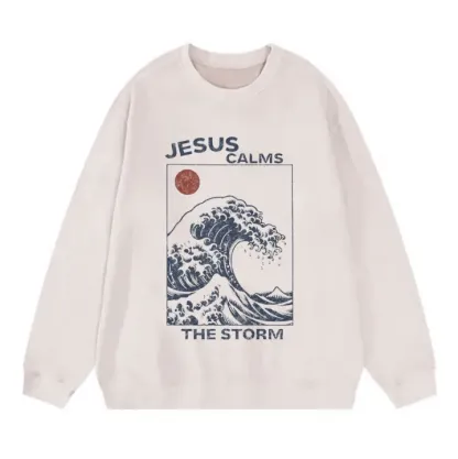 Jesus Calms The Storm Christian Washed Sweatshirt