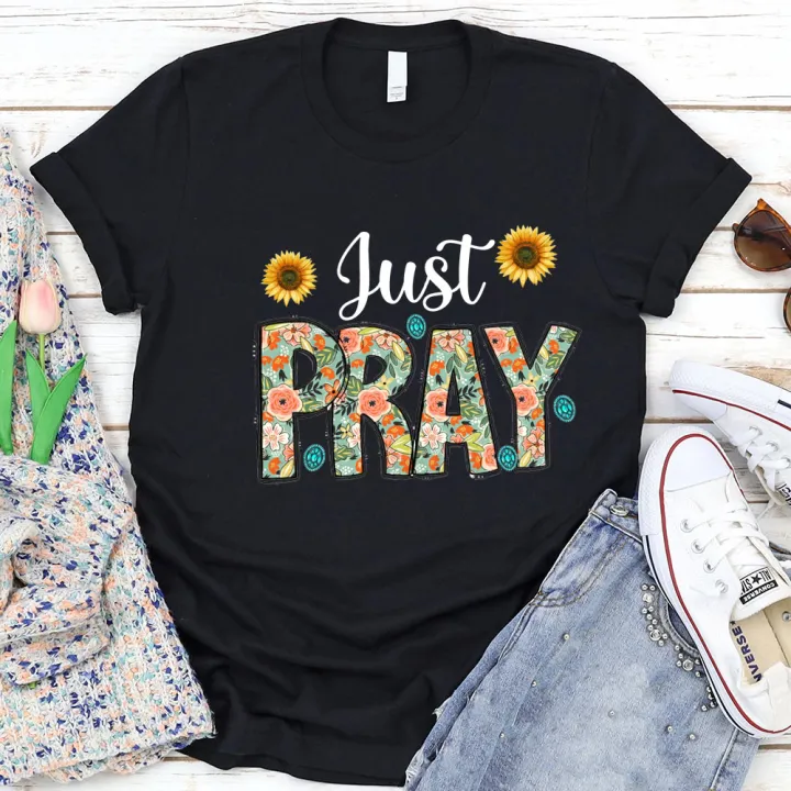 Just Pray Sunflowers and Gemstone Shirt