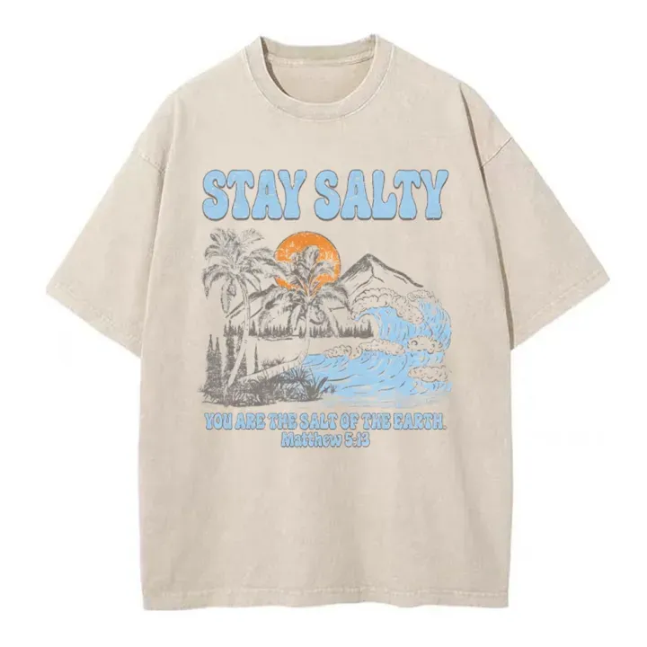 Stay Salty-Christian Washed T-Shirt