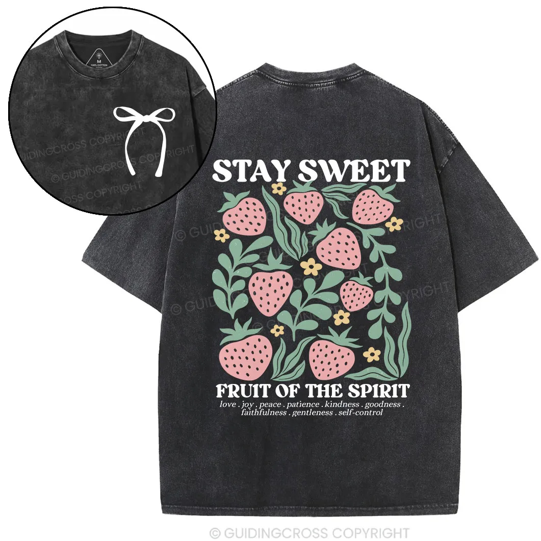Stay Sweet Fruit Of The Spirit Christian  Washed T-Shirt