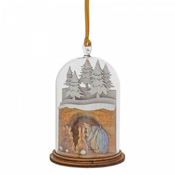 Beatrix Potter - Mrs Rabbit In Burrow - Ornamento In Vetro Ecologico E Legno Da Appendere
