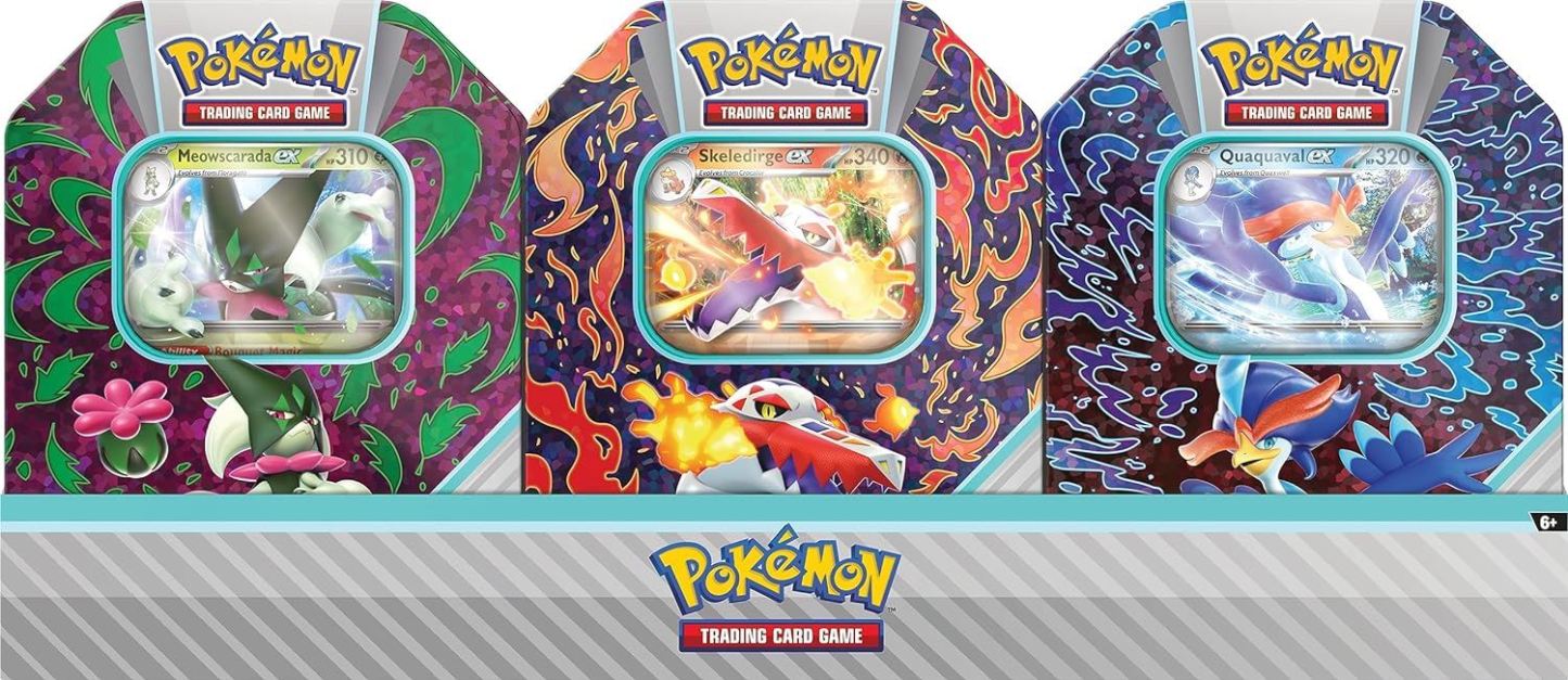 Pokemon TCG: Paldea Partners Tins - Meowscarasda/Skeledirge/Quaquaval - One At Random