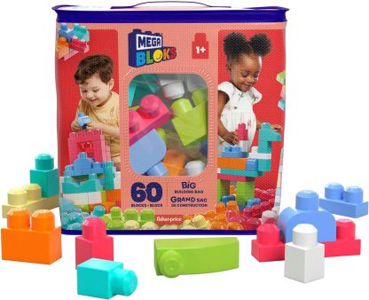 Mega Bloks First Builders Pink 60 piece red bag