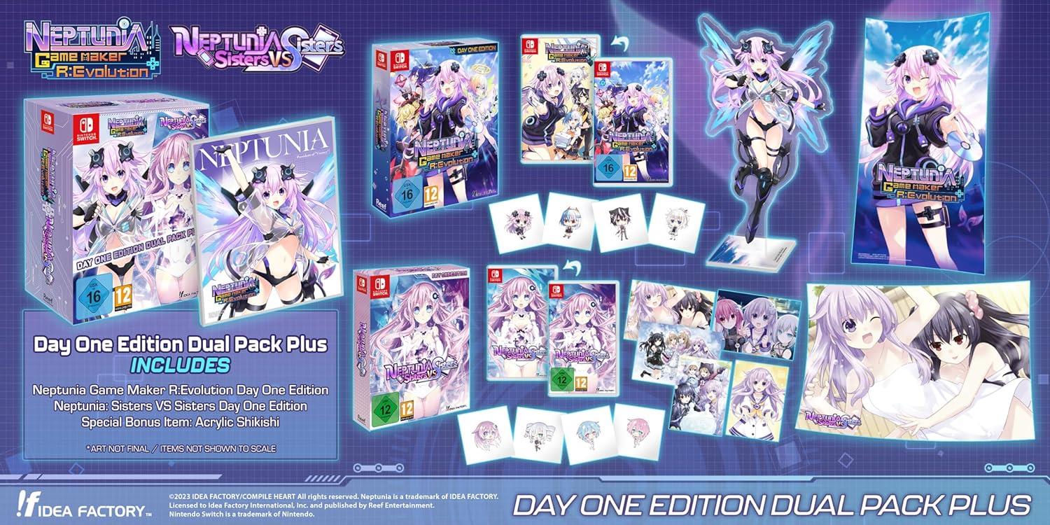 Neptunia Game Maker R:Evolution / Neptunia: Sisters VS Sisters Day One Edition Dual Pack Plus Nintendo Switch Game