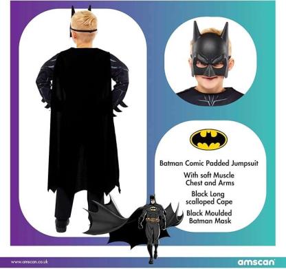 Batman Comic Boys Child Costume Age 6-8 Years