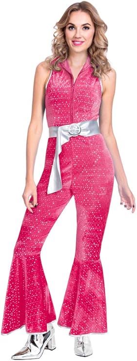 Pink Disco Jumpsuit - Adult Costume Size 14-16