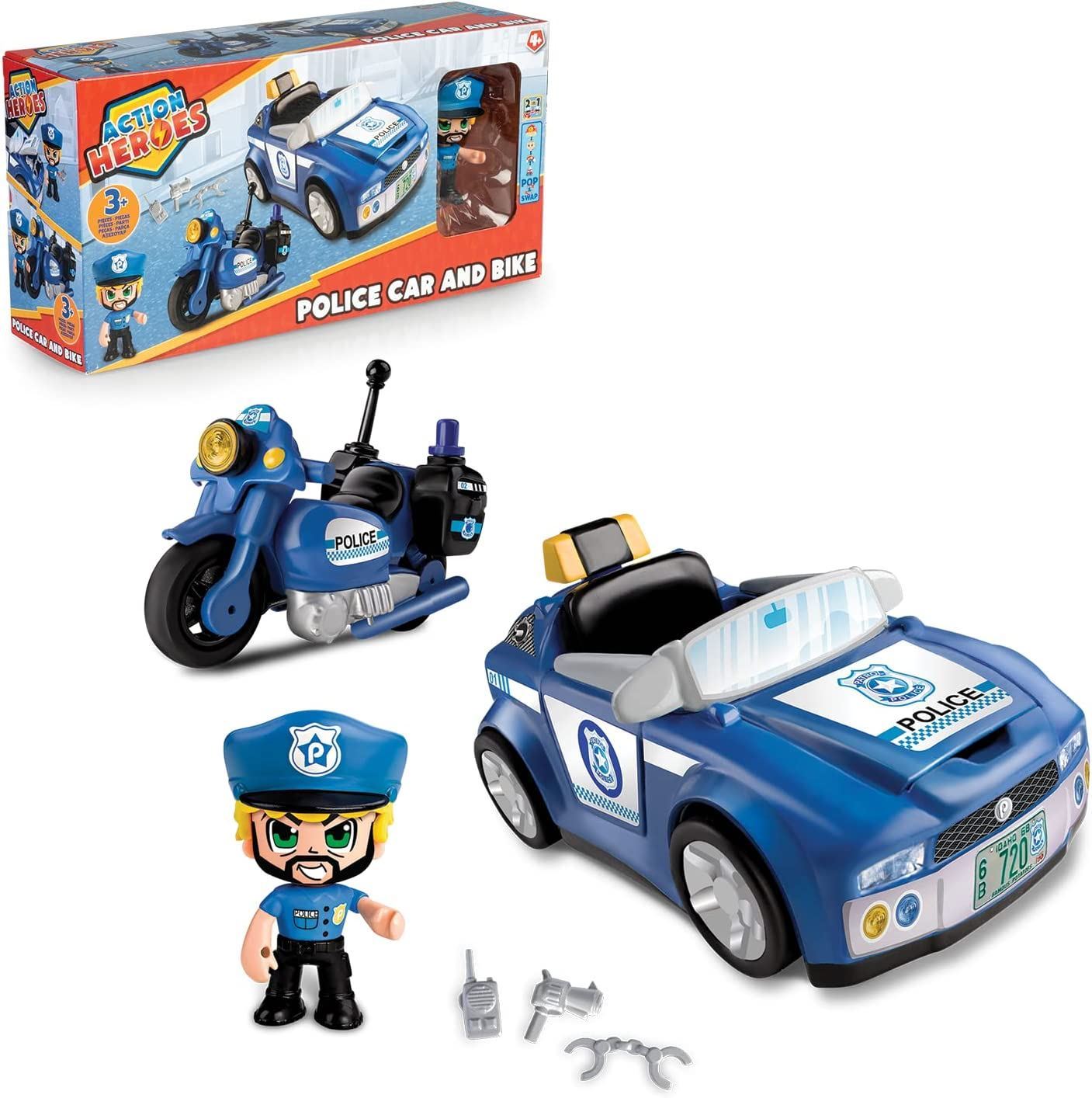 Action Heroes Police Car and Bike Playset