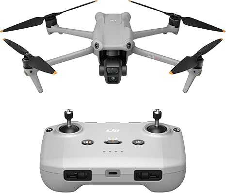 DJI Air 3 Fly More Combination with RC-N2 remote control, drone with camera 4K, dual main camera, 3 batteries for extended flight time, 48MP photos, adult camera drone, compliant with FAA remote ID standards