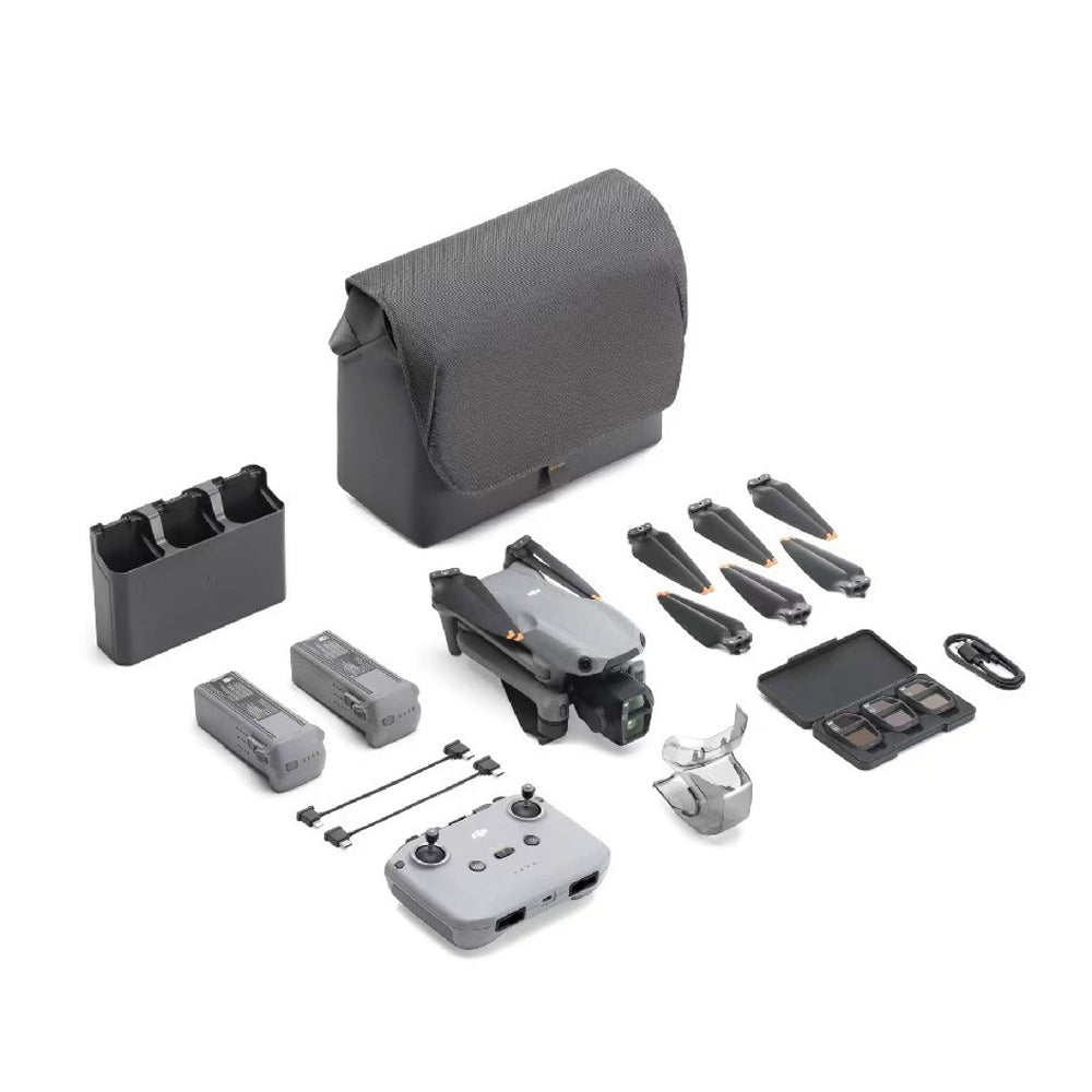 DJI Air 3 Fly More Combination with RC-N2 remote control, drone with camera 4K, dual main camera, 3 batteries for extended flight time, 48MP photos, adult camera drone, compliant with FAA remote ID standards