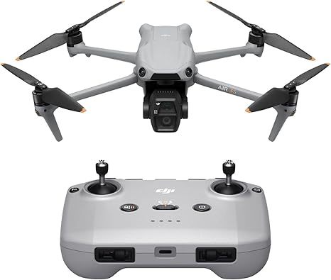 DJI Air 3 Fly More Combination with RC-N2 remote control, drone with camera 4K, dual main camera, 3 batteries for extended flight time, 48MP photos, adult camera drone, compliant with FAA remote ID standards