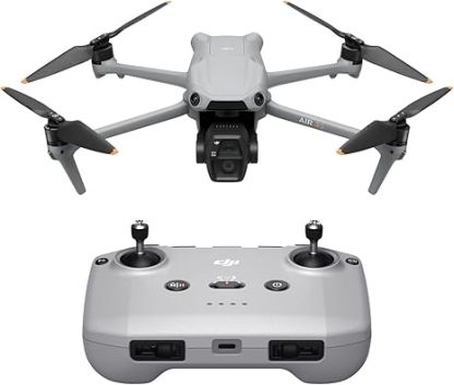 DJI Air 3 Fly More Combination with RC-N2 remote control, drone with camera 4K, dual main camera, 3 batteries for extended flight time, 48MP photos, adult camera drone, compliant with FAA remote ID standards