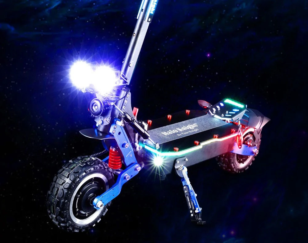 Halo Knight T108 Pro Electric Scooter 11'' Off-Road Tire 3000W*2 Motors 95Km/h Max Speed 60V 38.4Ah Battery 80KM Range 200KG Max load Front & Rear Turn Signal IPX4 Waterproof Dual Hydraulic Brakes Electric Brake