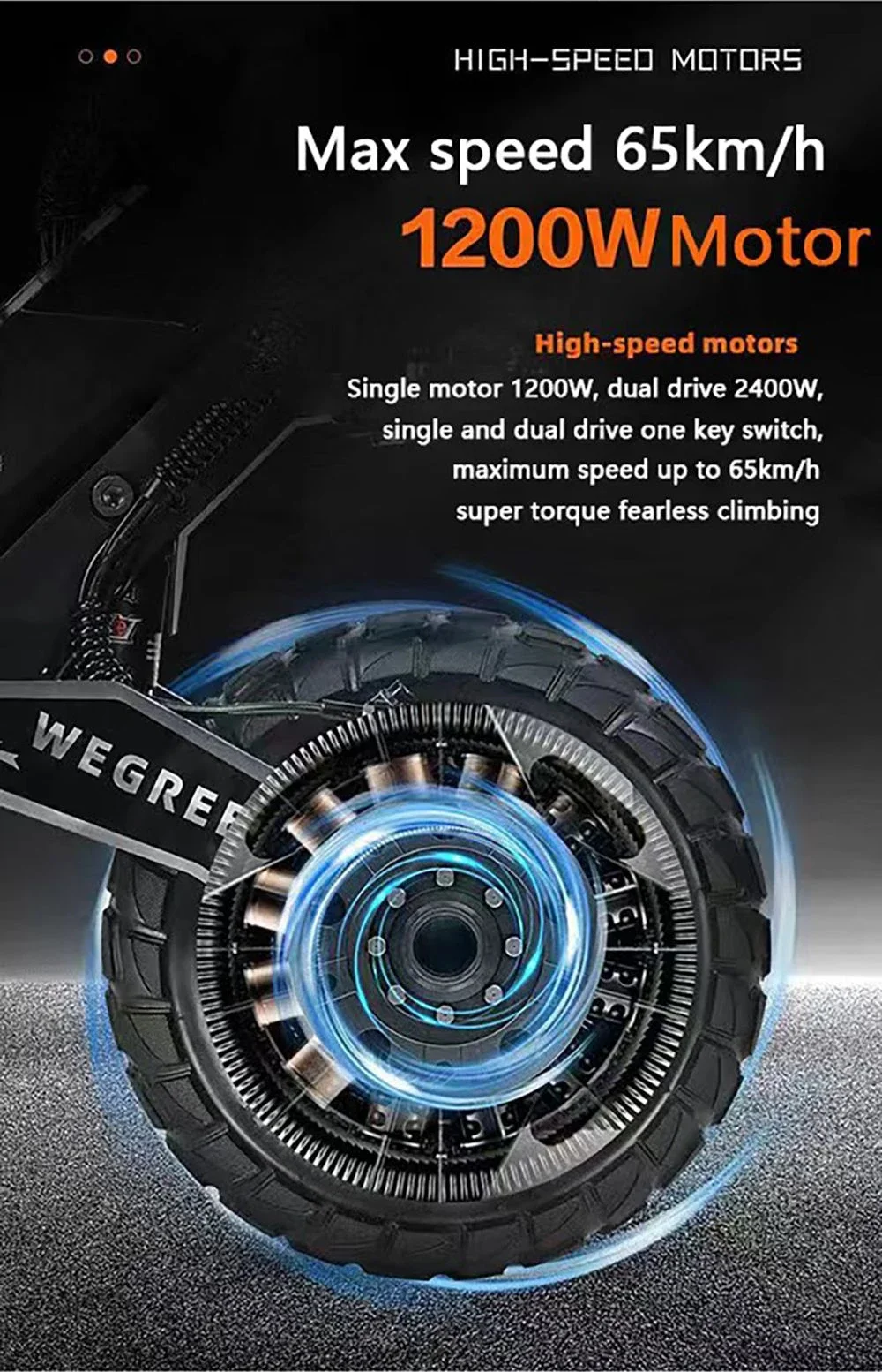 OBARTER G10 Electric Scooter, 2*1200W Dual Motor, 48V 20Ah Battery, 10 Inch Off-Road Tires, 65km/h Max Speed, 65 Max Range, Hydraulic Disc Brake, NFC Activation
