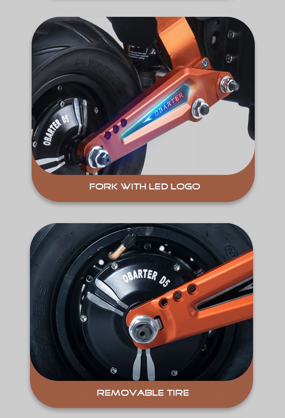 OBARTER D5 Electric Scooter 12 inch Vacuum Tire 2*2500W Motor Removable 35Ah Battery for 60-120km Super Range