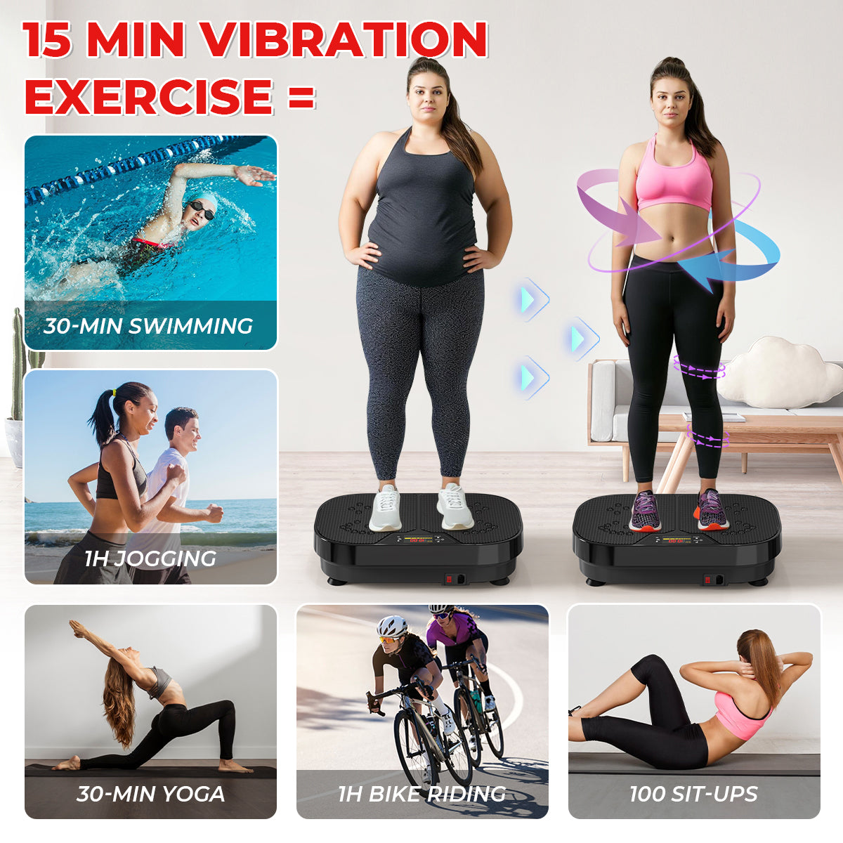 Fitness Vibration Platform with Loop Bands for Weight Loss