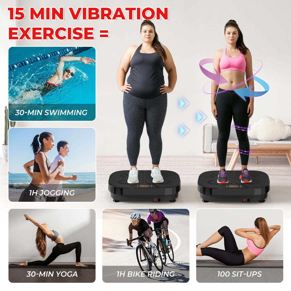 Fitness Vibration Platform with Loop Bands for Weight Loss