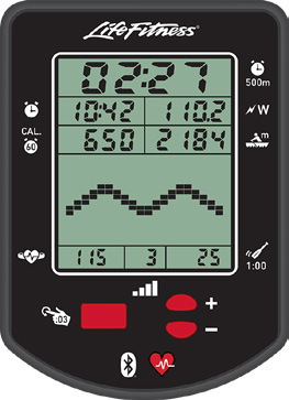 Row HX BT Console displaying workout data