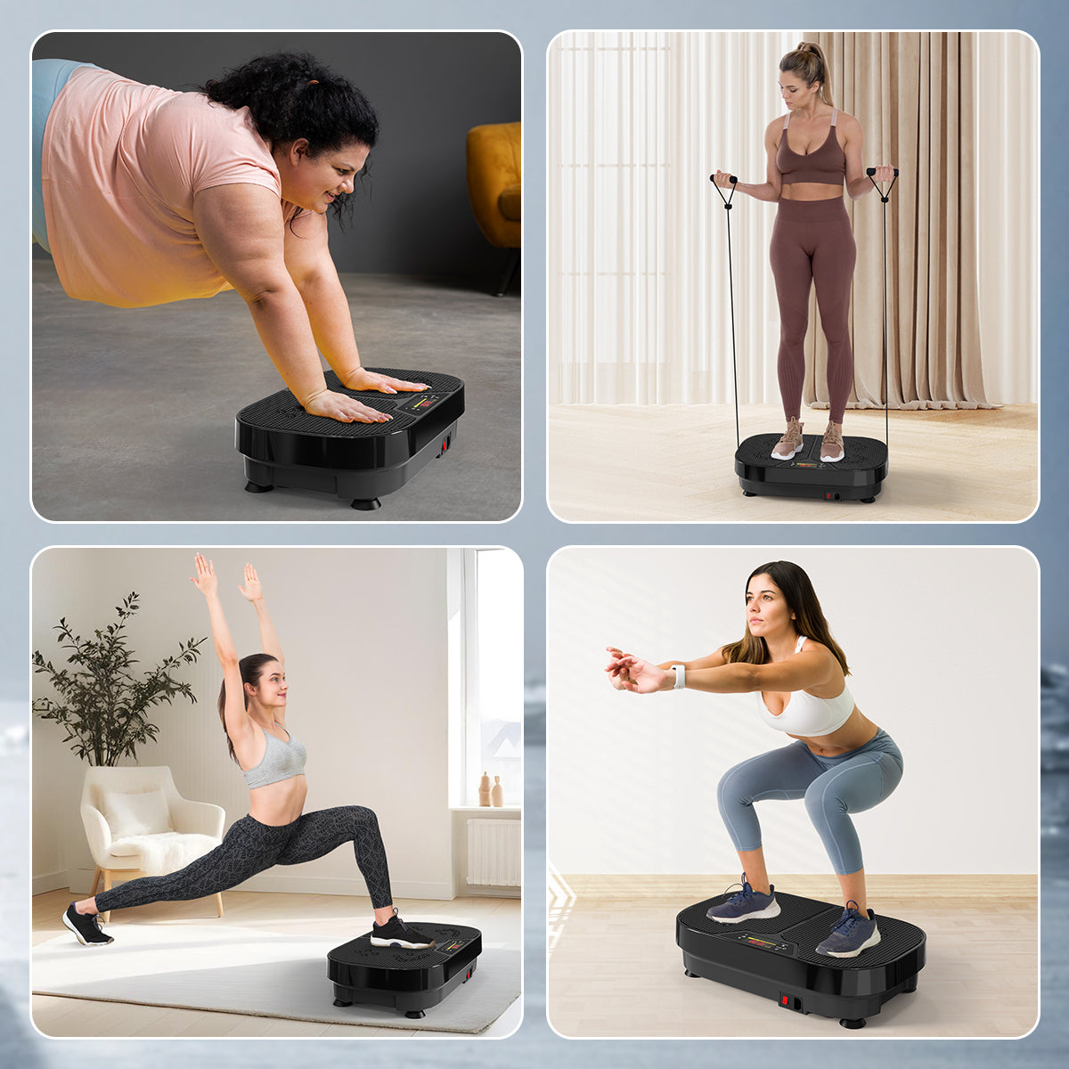 Whole Body Vibration Platform with Loop Bands for Fitness & Slimming